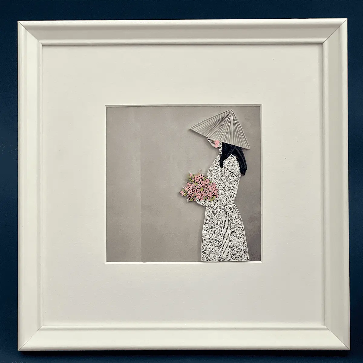 Vietnamese Ao Dai White and Rose